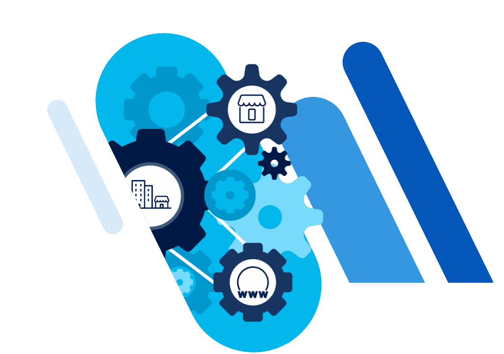 Close-up of connection between a business and domain