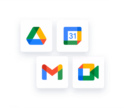Google Workspace App Logos: Mail, Meet, Kalender und Drive