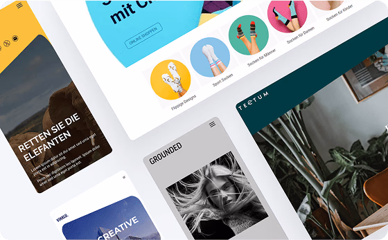 Anteprime di diversi modelli di siti web moderni e creativi.