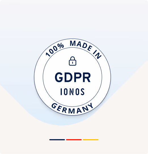 Sigillo IONOS "100% Made in Germany" conforme al GDPR.