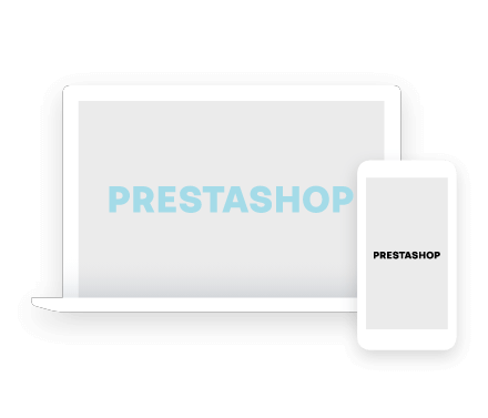 Prestashop Logo dargestellt auf Smartphone und Laptop
