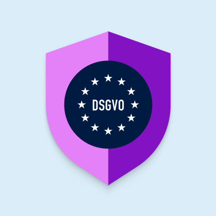 Schildsymbol mit der Aufschrift DSGVO zur Darstellung von Datenschutzkonformität