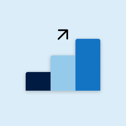 Balkendiagramm mit steigender Entwicklung zur Darstellung von Skalierung