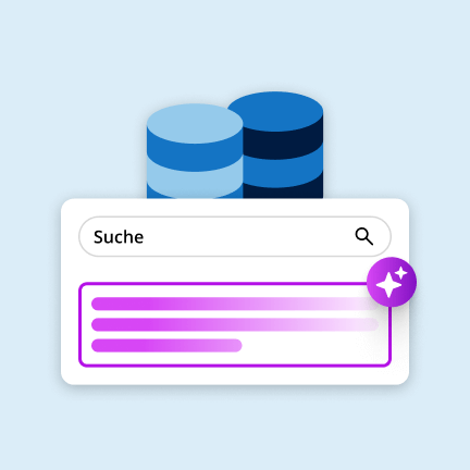 Datenbanksymbole mit Suchfeld zur Darstellung einer Vektorsuche