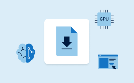 Icons für CPU, Download und KI: steht für flexible Hardwarewahl und anpassbare Serverkonfiguration.