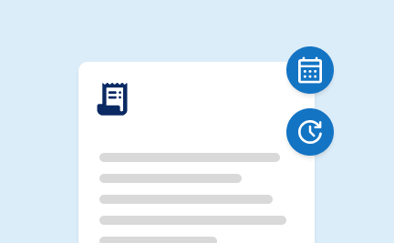 Dokument mit Kalender und Uhr: steht für planbare Serverkosten und transparente Abrechnung.