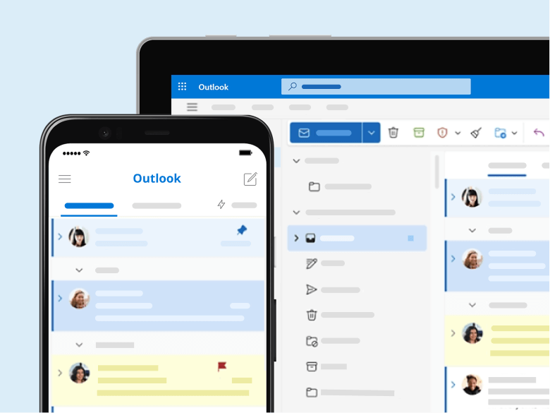 Outlook auf Desktop und Smartphone: steht für Zugriff auf E-Mails und Termine von allen Geräten.