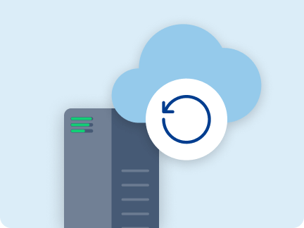 Backup-Symbol vor Cloud und Server – Datensicherung für PrestaShop.