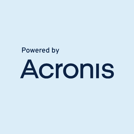 „Powered by Acronis“-Hinweis: steht für integrierte Backup-Technologie eines führenden Anbieters.