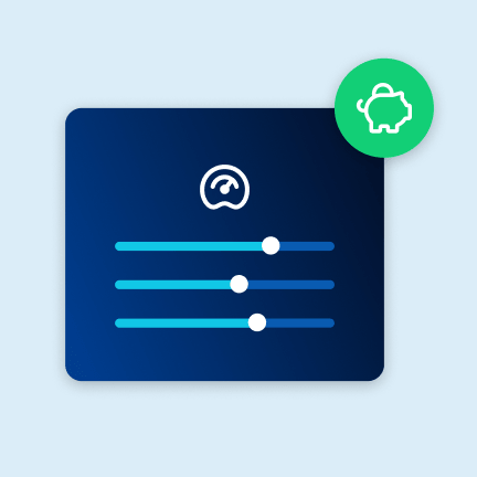 Regler mit Sparsymbol: steht für transparente Backup-Kosten und flexible Tarifanpassung.
