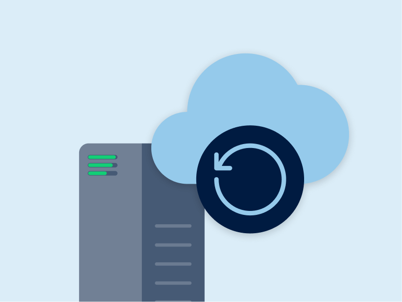 Cloud Server mit Symbol für automatische Datensicherung