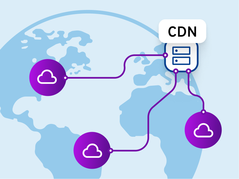 CDN Servernetzwerk mit global verbundenen Cloud Knoten
