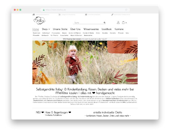 Startseite Meilisu Online-Shop für selbstgenähte Baby- & Kinderkleidung, Kissen, Decken und vieles mehr