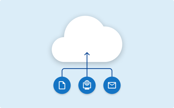 Cloud mit verbundenen IT-Services wie E-Mail und Anwendungen: steht für zentrale, standortübergreifende IT-Infrastruktur.