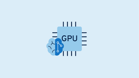 GPU-Chip mit KI-Symbol: steht für AI-Training und beschleunigte Verarbeitung komplexer Modelle.