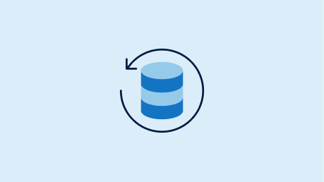 Datenbank-Icon im Kreis: steht für Objektspeicher und Repository-Hosting für strukturierte Datenspeicherung.