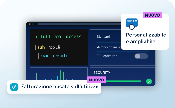 Scheda VPS+ con le opzioni di configurazione per CPU, RAM e SSD