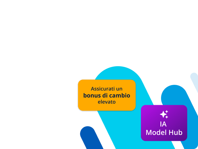 Loghi di aziende clienti con callout 'Assicurati un bonus di cambio elevato' e badge IA Model Hub