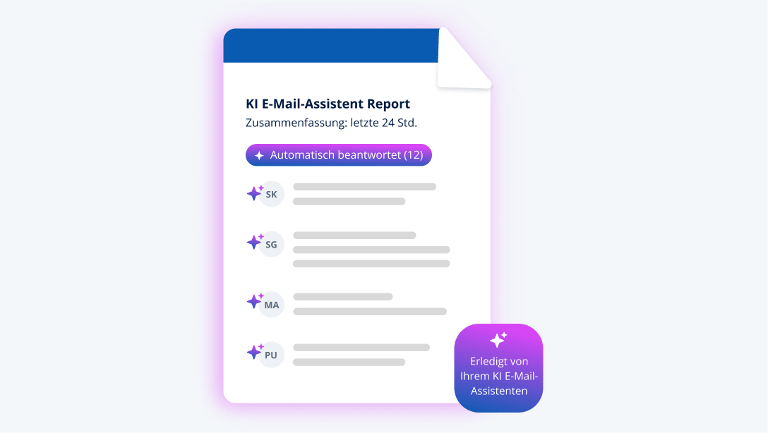 KI E-Mail-Assistent Report mit automatischen Bewertungen und Kategorien für die letzten 24 Stunden.
