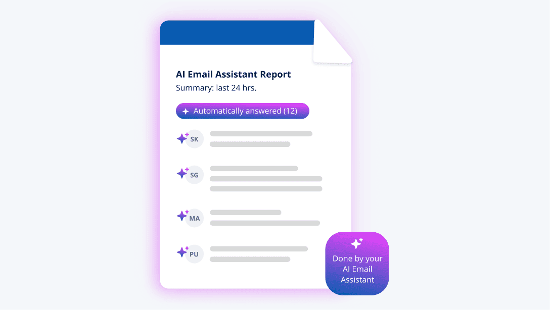 AI-Email-Assistent-Bericht zeigt automatisch beantwortete E-Mails der letzten 24 Stunden.