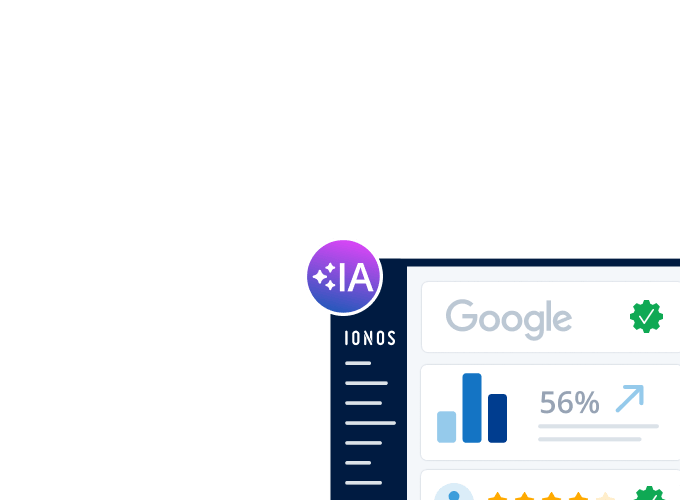 Graphique comparant les performances de deux services, IONOS et Google, avec IONOS en tête.