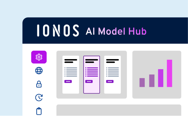 Dashboard des IONOS AI Model Hub mit Kartenansicht und Diagrammen