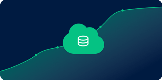 Cloud mit Datenbanksymbol und wachsender Linie