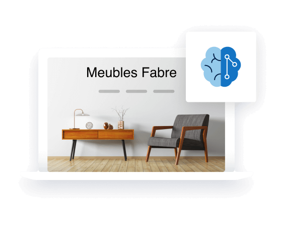 MyWebsite : Capture d'écran du site web du magasin de meubles Meubles Fabre avec fonctions d'IA