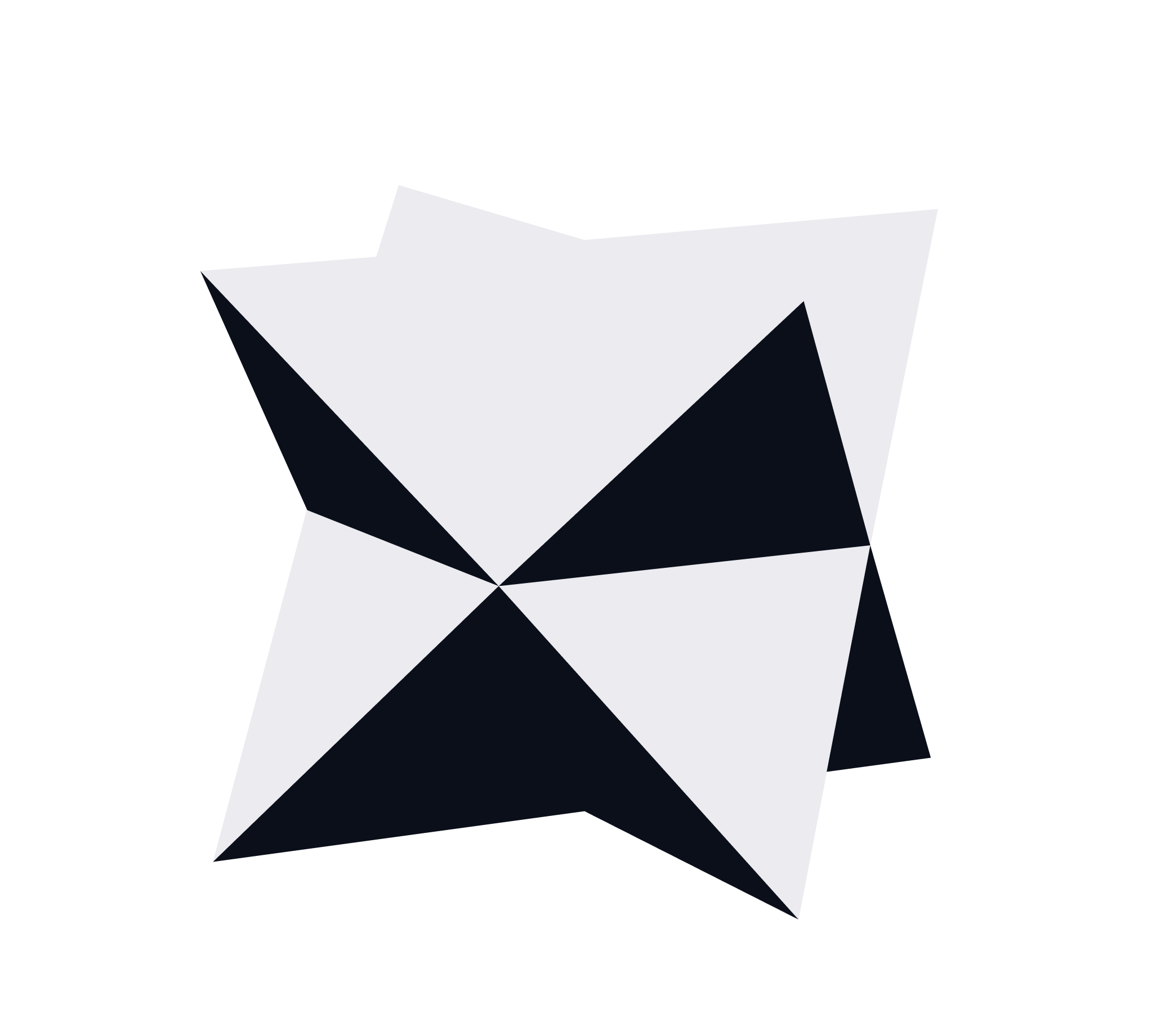 Ein abstraktes, geometrisches Muster aus schwarzen und weißen Dreiecken.